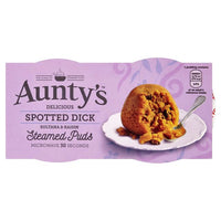 BEST BY OCTOBER 2024: Auntys Steamed Spotted Dick Puddings (Pack of Two) 190g