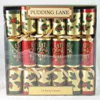 Pudding Lane Christmas Crackers Eat Drink and Be Merry Design With Red Green and Gold 12 X 12.5 Inch 432g