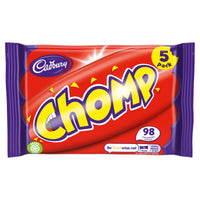 BEST BY JUNE 2024: Cadbury Chomp Bars (Pack Of 5 Bars) (HEAT SENSITIVE ITEM - PLEASE ADD A THERMAL BOX TO YOUR ORDER TO PROTECT YOUR ITEMS 105g