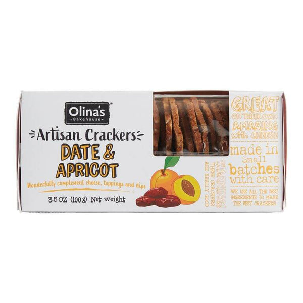 BEST BY SEPTEMBER 2024: Olinas Bakehouse Date and Apricot Crackers 100g